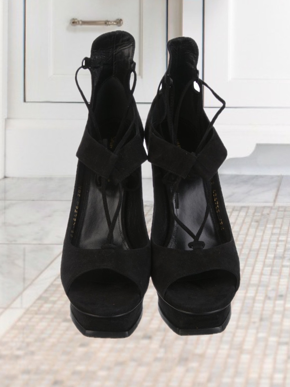 AUTHENTIC YSL BLACK SUEDE HEELS - Picture 4 of 7
